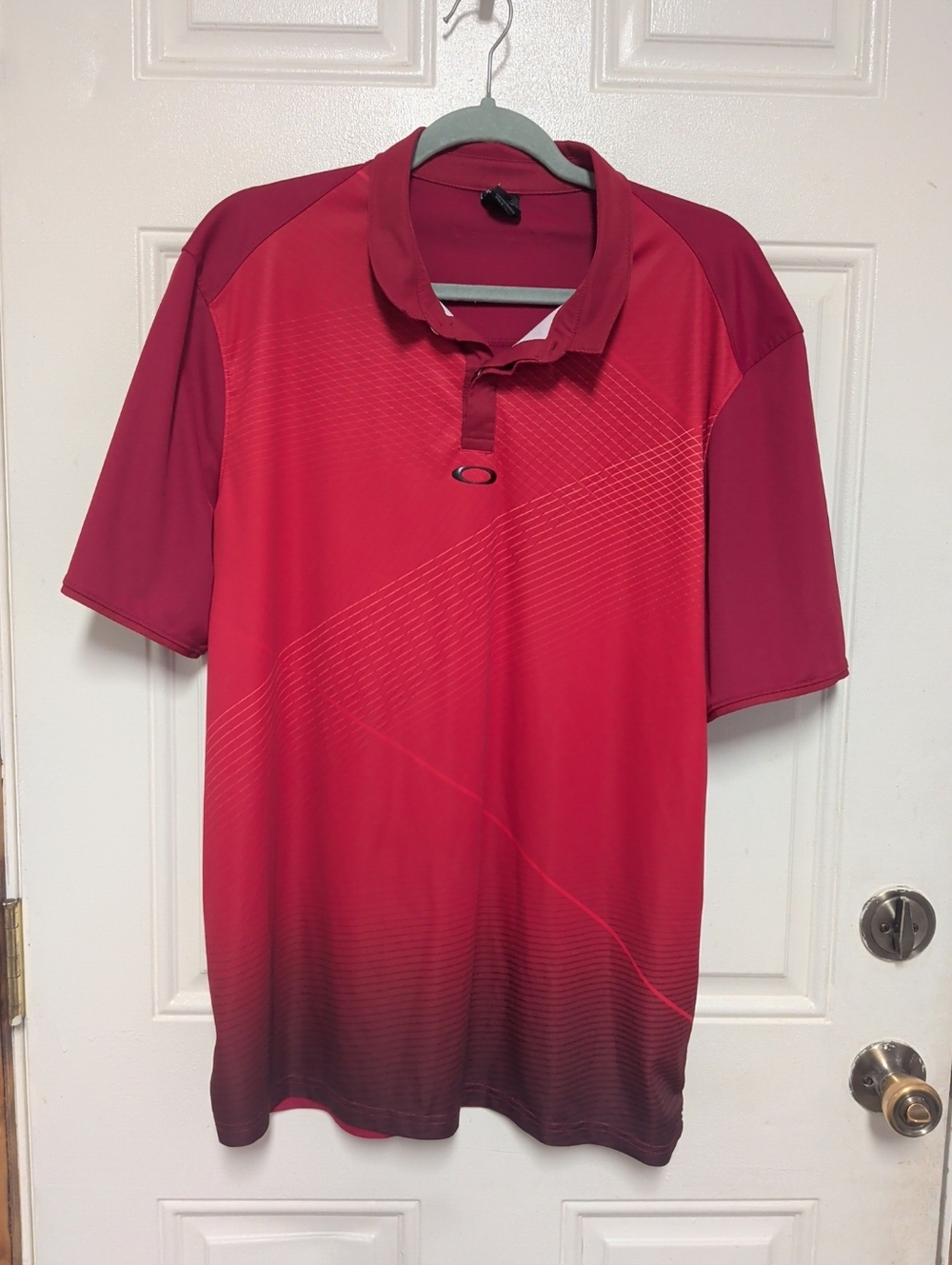 Oakley Polo Shirt Men's XL Short Sleeve Regular Fit Iron Red Ellipse